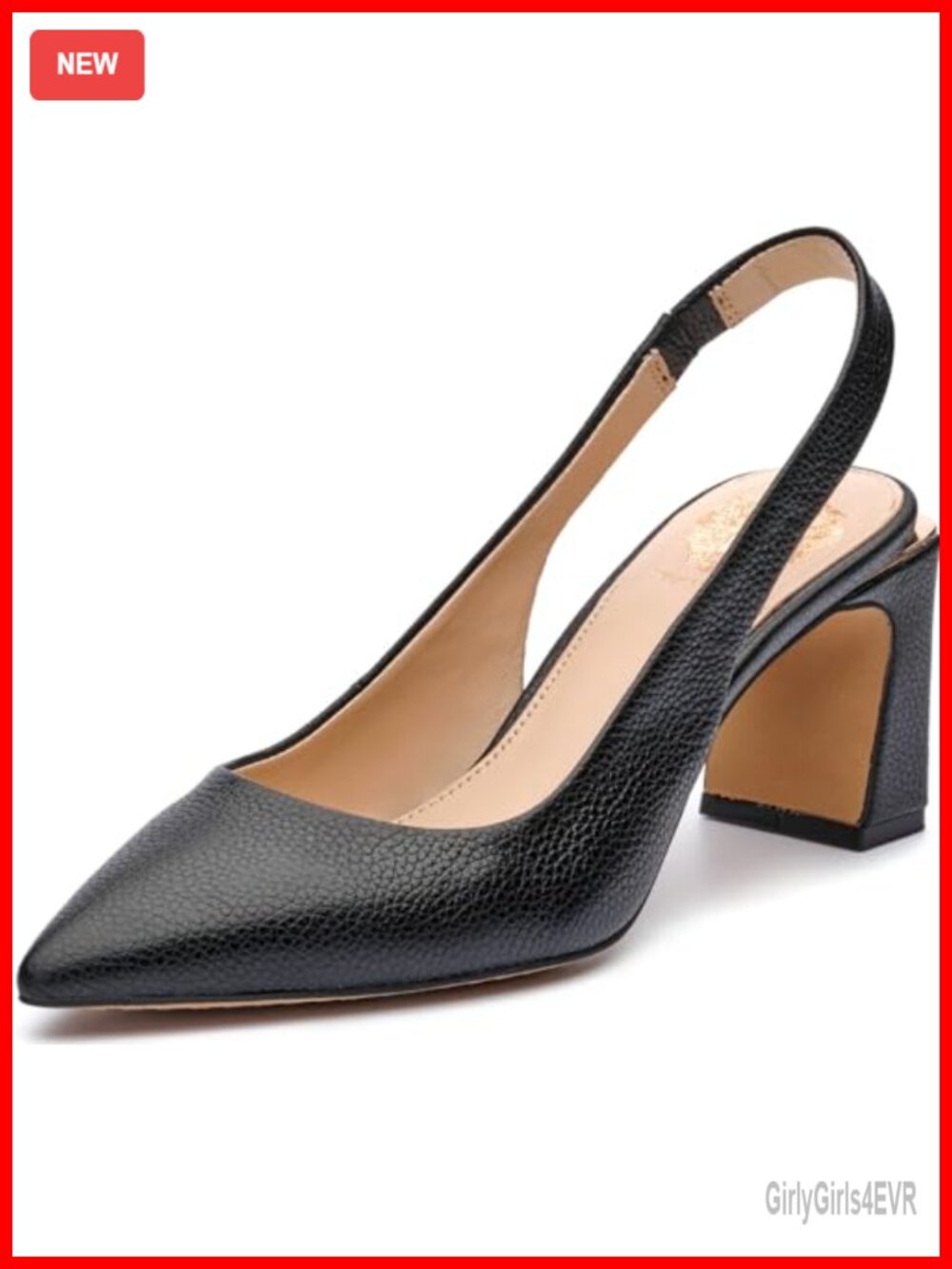 Slingback Pump with Pointed Toe and Block Heel